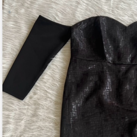 Eloquii Dress Black Embossed Ruched Strapless Cocktail NWT 22 Chic Party Glam - Picture 8 of 17